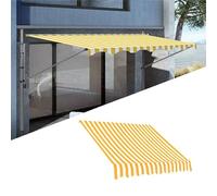 Tessuto di ricambio impermeabile per esterni, per terrazza, balcone e portico, giallo e bianco, 235 cm, perfetto per proteggere il giardino e il cortile