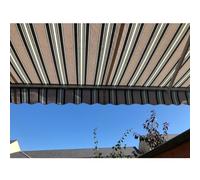 Tessuto di ricambio impermeabile per tenda da patio, 320 g, in poliestere, copertura retrattile per porta della terrazza, design a strisce, 4 x 1,5 m