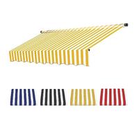 Tessuto di ricambio impermeabile per tende da sole retrattili, protezione UV, design a strisce durevole, resistente alle intemperie, giallo e bianco, 2,5 m (senza cornice)