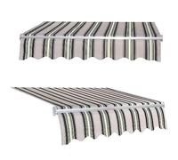 Tessuto di ricambio in 100% poliestere per tenda da sole per terrazza, resistente ai raggi UV, resistente alle intemperie, design a strisce, 3 x 1,5 m, perfetto per giardino e patio