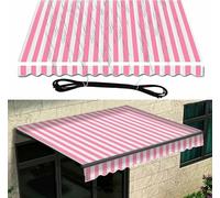 Tessuto di ricambio manuale per patio, giardino, tenda da giardino, impermeabile, 6,5 x 2,5 m, dimensioni 6,5 x 2,5 m, copertura per tenda a righe rosa e bianche