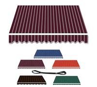 Tessuto di ricambio manuale per tenda da sole retrattile da 3,1 x 2,3 m, resistente ai raggi UV, copertura a righe per esterni, per giardini, ponti e balconi