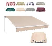 Tessuto di ricambio per tenda da balcone impermeabile e resistente ai raggi UV, beige, 5 x 2,5 m, copertura parasole con mantovana, protezione solare per esterni.