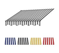 Tessuto di ricambio per tenda da balcone impermeabile grigio e bianco, 4 m, materiale per protezione solare, resistente ai raggi UV, con mantovana, facile da installare, senza bisogno di telaio