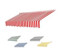 Tessuto di ricambio per tenda da balcone, impermeabile, retrattile, 2,5 x 2 m, 3 x 1,5 m, 5 x 3,5 m, striscia rossa, 3,5 x 3 m, tessuto resistente per esterni per tende da sole
