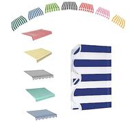 Tessuto di ricambio per tenda da esterno, tela di ricambio per tenda da patio, retrattile, 2,4 m, 3 m, 3,7 m, 4,9 m, 6,1 m, a righe, per cortili, negozi, portici (blu, 4,5 x 1,5 m)