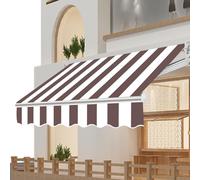 Tessuto di ricambio per tenda da giardino, impermeabile, 3 x 2,5 m, a strisce bianche su sfondo marrone, resistente ai raggi UV, facile installazione