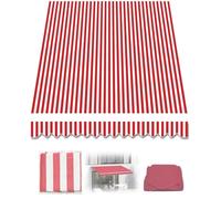 Tessuto di ricambio per tenda da giardino retrattile, 2,4 x 1,5 m, in poliestere resistente, 280 g/m², colore: rosso e bianco, adatto per tende da 3,6 x 3 m, resistente alle intemperie