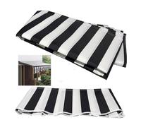 Tessuto di ricambio per tenda da giardino retrattile, 280 g, impermeabile, 100% poliestere, per ombrelloni, dimensioni 3 x 1,5 m, a strisce bianche e nere, soluzione ombreggiante per esterni