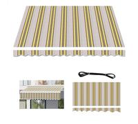 Tessuto di ricambio per tenda da giardino retrattile, impermeabile, 100% poliestere, 280 g, con mantovana, dimensioni 4,5 x 3,5 m, colore: a righe, soluzione parasole per esterni