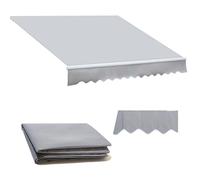 Tessuto di ricambio per tenda da giardino retrattile, in poliestere, impermeabile, con mantovana, grigio chiaro, 5,5 x 1,5 m, soluzione ideale per l'ombra all'aperto