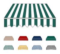 Tessuto di ricambio per tenda da patio, 4 x 3 m, materiale retrattile per porte francesi, verde e bianco, 7 x 3,5 m, impermeabile e resistente ai raggi UV