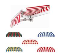 Tessuto di ricambio per tenda da patio, 500 x 250 cm, materiale per balcone, finestre e porte, rosso e bianco, perfetto per ombra esterna (2,4 x 2 m)