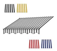 Tessuto di ricambio per tenda da patio retrattile, 2,4 x 2 m, 3,7 x 3 m, 4,9 x 2,4 m, 6,1 x 3 m, a righe, tela per ombrelloni, cortili, portici, mercati (grigio, 4 x 2,5 m)