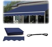 Tessuto di ricambio per tenda da patio retrattile, baldacchino blu per terrazza esterna, balcone, cortile e finestra, facile da installare, resistente ai raggi UV, 4 x 3,7 m