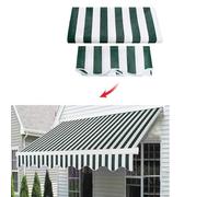 Tessuto di ricambio per tenda da patio retrattile (senza telaio), resistente copertura per tenda da sole esterna impermeabile (dimensioni: 2 x 1,5 m, colore: strisce verdi)