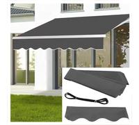 Tessuto di ricambio per tenda da patio retrattile, tela impermeabile in poliestere per finestre a ponte, 6,5 x 2,5 m, grigio scuro, protezione UV esterna