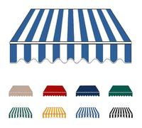 Tessuto di ricambio per tenda da sole 4 x 3,0 m, impermeabile, colore blu-bianco, per patio, parasole retrattile, ideale per porte francesi (7 x 2,5 m)