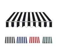Tessuto di ricambio per tenda da sole a righe, 3 x 2,4 m, 3 x 3 m, 3 x 2,4 m, retrattile, impermeabile, per esterni, a righe, blu/rosso (nero, 400 x 300 cm)