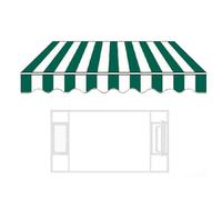 Tessuto di ricambio per tenda da sole con mantovana (senza cornice), materiale per tettoia manuale per patio e balcone, parasole a righe verdi e bianche, 400 x 300 cm