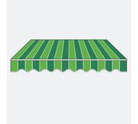 Tessuto di ricambio per tenda da sole impermeabile a righe verdi con mantovana, copertura in poliestere resistente per patio, terrazza, balcone, rivestimento in PU, soluzione parasole da 4 x 3,5 m