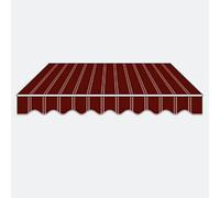 Tessuto di ricambio per tenda da sole in poliestere impermeabile, con mantovana, materiale per patio, terrazza, balcone, a righe, bordeaux, 2 x 1,5 m, rivestito in PU
