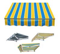 Tessuto di ricambio per tenda da sole in tela, 2,5 x 1,5 m, per negozio, ristorante, caffetteria, copertura a baldacchino a righe con mantovana (2 x 1,5 m) - Materiale resistente alle intemperie