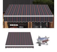 Tessuto di ricambio per tenda da sole manuale, impermeabile, resistente ai raggi UV, baldacchino in poliestere per patio e giardino, design a righe, dimensioni: 2,5 x 1,5 m