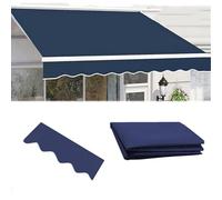 Tessuto di ricambio per tenda da sole retrattile 100% poliestere di alta qualità, 280 g, per terrazze e negozi, blu con mantovana frontale, dimensioni 4 x 3 m, impermeabile e resistente ai raggi UV