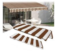Tessuto di ricambio per tenda da sole retrattile, 3 x 2 m, 3,6 x 2,5 m, 5 x 4 m, 6 x 2 m, colore marrone bianco, materiale resistente per la protezione esterna