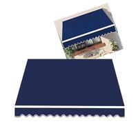 Tessuto di ricambio per tenda da sole retrattile impermeabile, 100% poliestere, copertura per patio, terrazza, balcone, colore blu, 7,5 x 2,5 m, con mantovana frontale, senza telaio necessario
