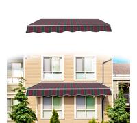 Tessuto di ricambio per tenda da sole retrattile impermeabile, 4 x 2,4 m, grande, per patio, veranda, giardino, terrazza, poliestere (strisce rosso-verdi)