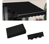 Tessuto di ricambio per tenda da sole retrattile manuale impermeabile per esterni, 4,5 x 1,5 m, in poliestere nero, con mantovana frontale per ponti e patii