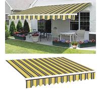 Tessuto di ricambio per tenda da sole retrattile, tenda da sole per esterni, riparo per parasole resistente, per balcone e portico, personalizzabile (dimensioni: 3 x 2,5 m, colore: strisce gialle)