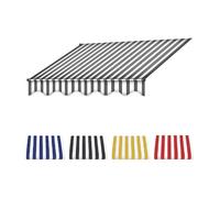 Tessuto di ricambio per tenda parasole retrattile a righe per esterni per giardino e balcone, 4 x 2,5 m/5 x 2,5 m, impermeabile, resistente ai raggi UV (nero, 4,9 x 2,4 m)