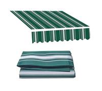 Tessuto di ricambio per tenda retrattile, 3,4 x 1,5 m, a righe verdi, resistente ai raggi UV e impermeabile, per esterni per patio e giardino, copertura per baldacchino