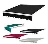 Tessuto di ricambio per tenda retrattile, 4 x 1,5 m, materiale resistente ai raggi UV, con mantovana, impermeabile, per patio, terrazza, cortile (nero)