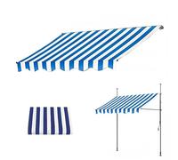 Tessuto di ricambio retrattile con clip, impermeabile, protezione solare, in poliestere rivestito in poliuretano, per patio, terrazza, balcone, blu, 400 cm