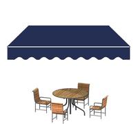 Tessuto di ricambio retrattile per patio, 2,8 x 2,8 m, copertura per sole e tenda manuale retrattile per porta finestra (blu scuro, 500 x 250 cm)