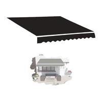 Tessuto di ricambio retrattile per tenda da esterno (senza cornice), parasole multicolore per giardino, ristoranti e negozi, adatto a 2,5 x 2 m, 4 x 3 m, 5 x 3 m (nero, 300 x 250 cm)