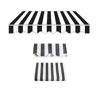 Tessuto di ricambio retrattile per tenda da terrazza, parasole a righe per cortili e verande, colore nero, 2 x 1,5 m, protezione UV resistente alle intemperie