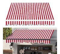 Tessuto di Sostituzione del Patio Retrattile Riparo di Parasole Tessuto Resistente Ai Raggi Uv e All'acqua Manuale Copertina di Sole da Sole da Sole All'aperto Bal(Size:2x1.5m,Color:Red White Stripes)