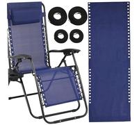Tessuto di sostituzione della sedia con kit di corda per bungee, panno per riparazioni da 160x43 cm, sostituzione dell'imbracatura in tessuto Oxford per patio lounge e sedie da spiaggia (blu)