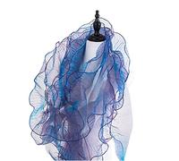 Tessuto di tulle plissettato in organza, larghezza 12 cm, per abiti, colletti, maniche, decorazione, decorazione, cuscini, fai da te, cucito, 8 m, larghezza 12,5 cm (blu illusione)