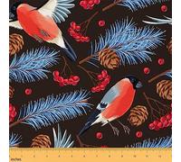 Tessuto di uccelli rossi ad acquerello vicino al cantiere,Tessuto esterno interno esterno stile esotico,Tessuto esterno impermeabile per esterni con frutta della giungla,Decorazione da giardino retrò