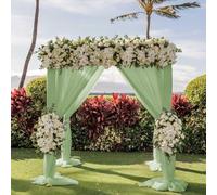 Tessuto drappeggiante per archi nuziali, 300 x 75 cm, in chiffon di poliestere, per feste di nozze all'aperto, sfondo per addio al nubilato e decorazione da giardino (verde)
