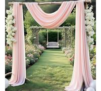 Tessuto drappeggiato per archi di nozze, 73,7 cm x 6,1 m, in chiffon, tende velate per cerimonie di nozze, pergolato, feste di fidanzamento, decorazioni per addio al nubilato, sfondo fard, 2 pannelli