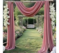 Tessuto drappeggiato per archi di nozze, 73,7 cm x 6,1 m, in chiffon, tende velate per cerimonie di nozze, pergolato, feste di fidanzamento, decorazioni per addio al nubilato, sfondo rosa polveroso, 2