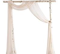 Tessuto drappeggiato per archi nuziali, 2 pannelli, 6,1 m, tende in garza velata, sfondo bianco, in chiffon, decorazione per cerimonie di nozze, ricevimenti, festoni (champagne)