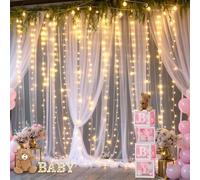 Tessuto drappeggiato per archi nuziali, 300 x 75 cm, in chiffon di poliestere, per decorazioni per matrimoni, sfondo per addio al nubilato e decorazione da giardino (bianco)